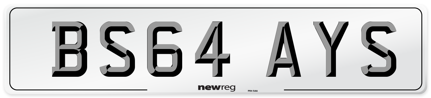 BS64 AYS Number Plate from New Reg
